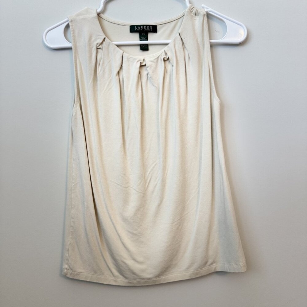 Ralph Lauren Size Extra Small (XS) Lauren Ralph Lauren Cream Sleeveless Pleated‎